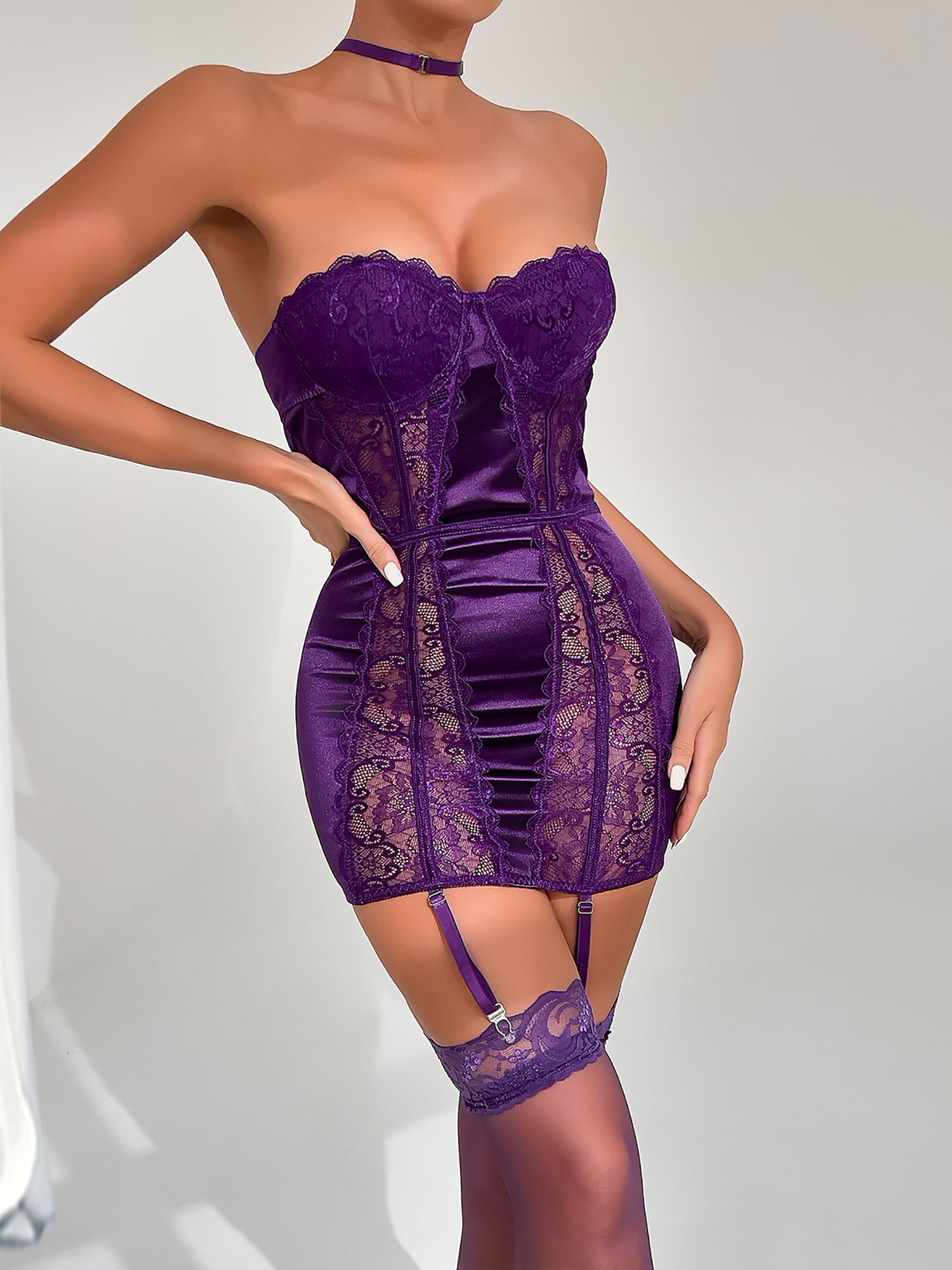 Lace Strap Stockings without Built-in Underwear